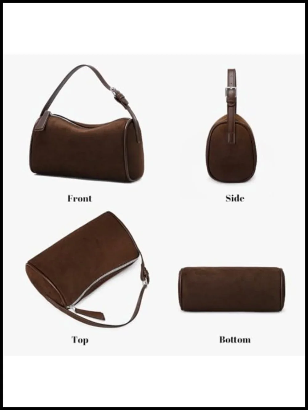 Faux Suede Crossbody Barrel Hobo Purse with Adjustable Strap for Women
